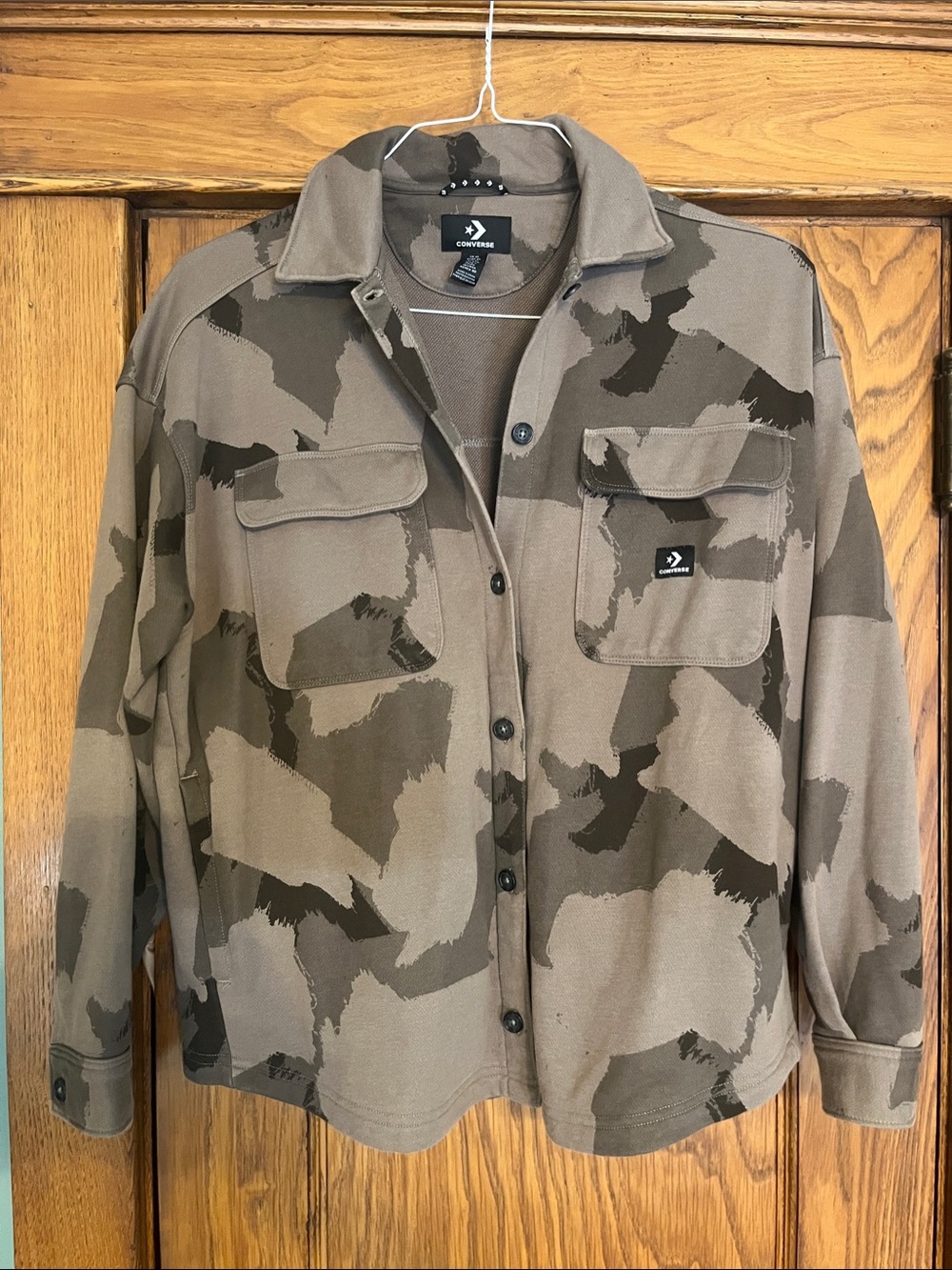 Converse Men's Taupe & Dark Olive Camo Shirt Jacket